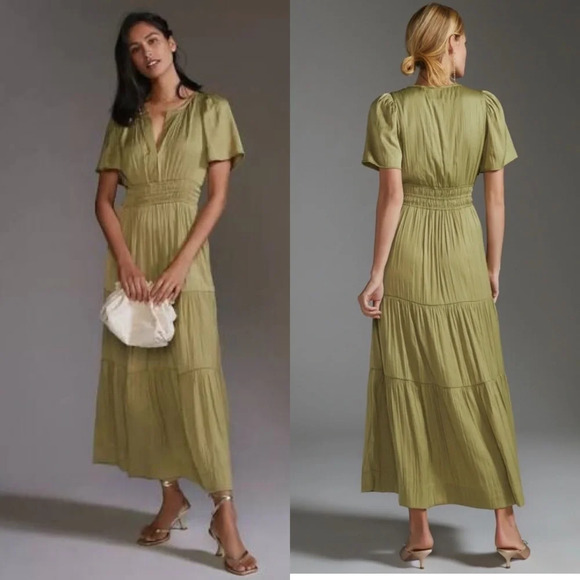 Anthropologie Somerset Satin Maxi Dress